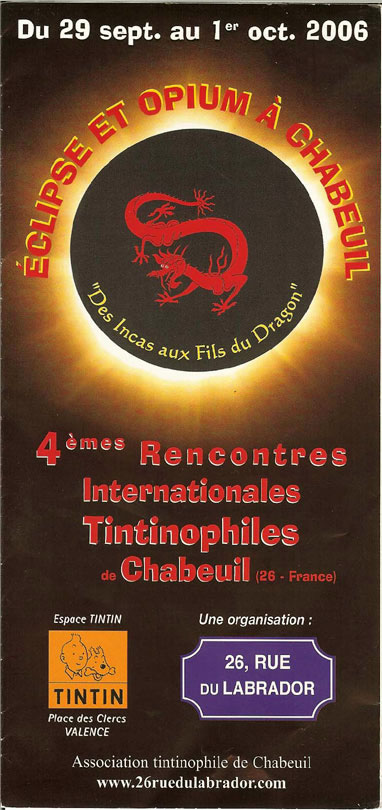 plaquette de prsentation des rencontres tintinophiles face