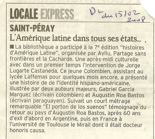 7 eme dition semaine "Histoires d'Amrique latine" de Saint-Pray en ardche avec l'association Ayllu et Partage sans Frontires - la presse - article 04