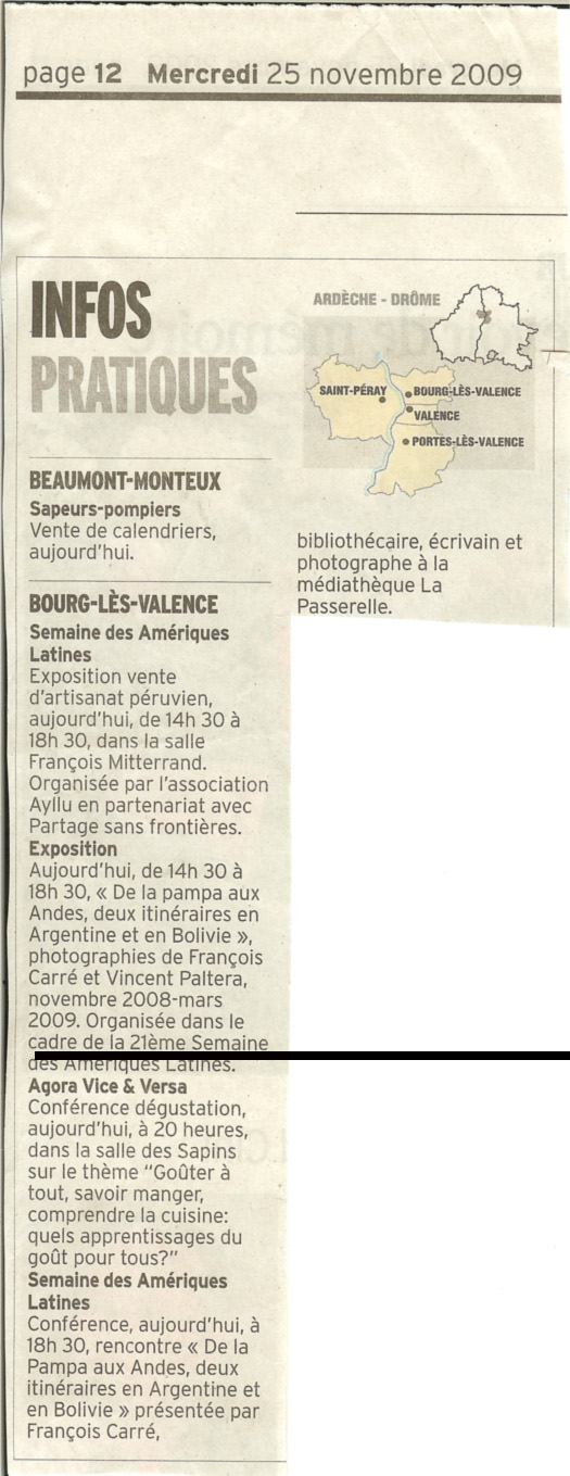 article de presse de la semaine amrique latine de Bourg les Valence 2007