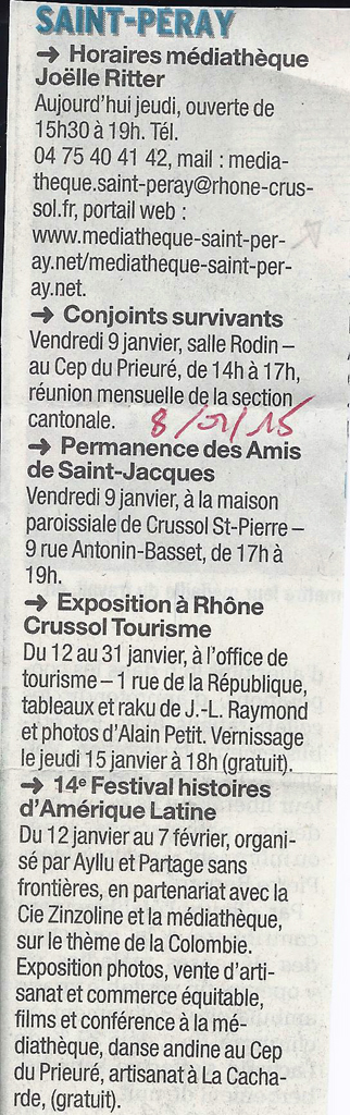 12 eme dition semaine "Histoires d'Amrique latine" de Saint-Pray en ardche avec l'association Ayllu et Partage sans Frontires - la presse