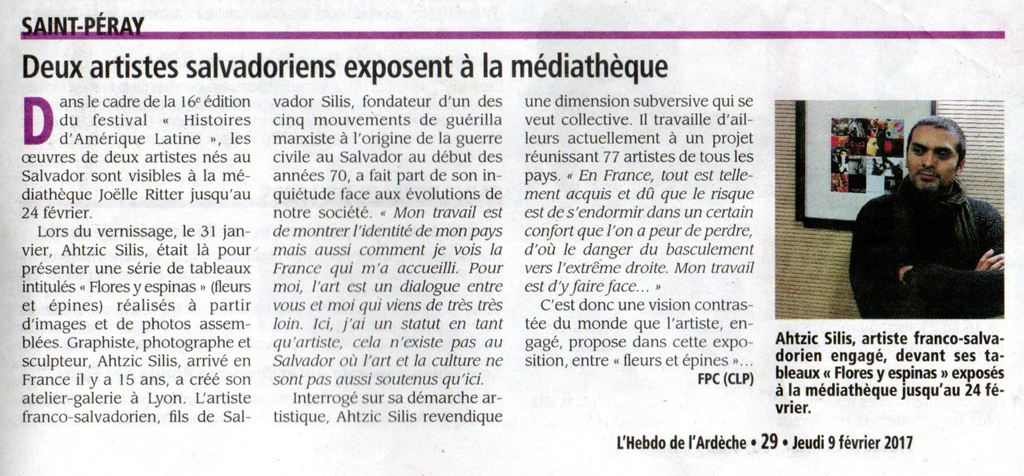 16 eme dition semaine "Histoires d'Amrique latine" de Saint-Pray en ardche avec l'association Ayllu et Partage sans Frontires - la presse - article du Dauphin libr