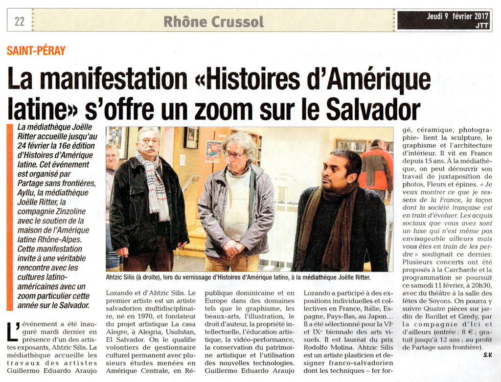 16 eme dition semaine "Histoires d'Amrique latine" de Saint-Pray en ardche avec l'association Ayllu et Partage sans Frontires - la presse - article du Dauphin libr